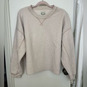 American Eagle Outfitters Cream Sherpa Crewneck Sweater